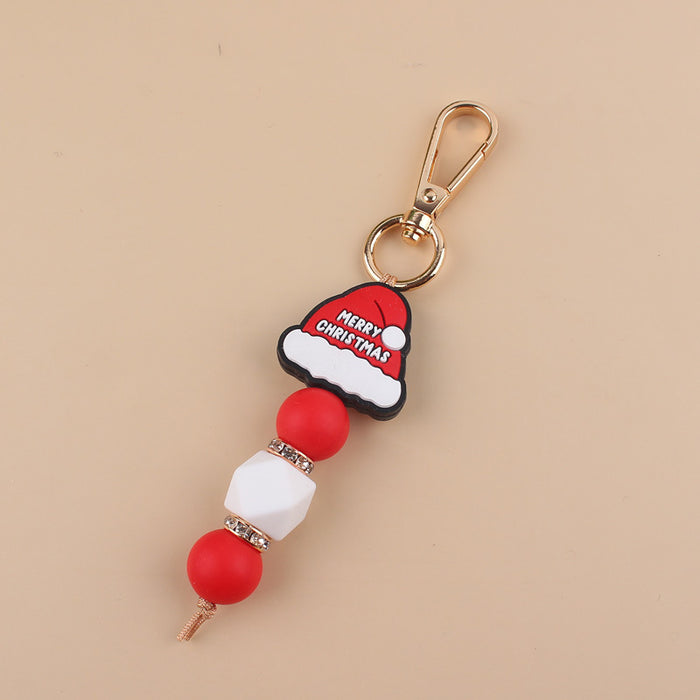 Wholesale Cartoon Christmas Handmade Silicone Beaded Keychain JDC-KC-GuangTian001