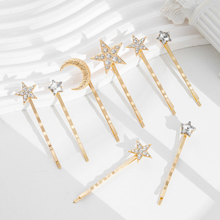 Wholesale Versatile Jewelry, Diamond studded Star Headpiece, Moon Hairpin Set for Women