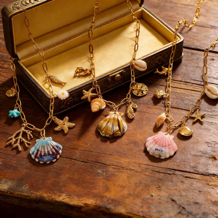 Wholesale Seashell and Starfish Clavicle Choker Necklace