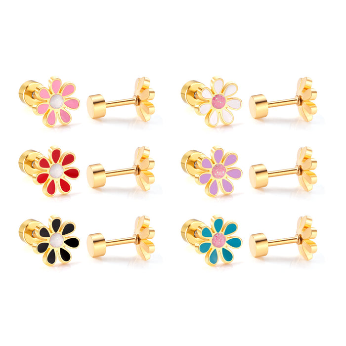 Wholesale Stainless Steel Oil Dripping  Screw Stud Earrings for Women