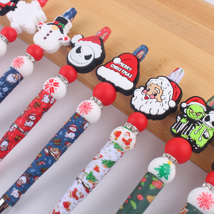 Wholesale Christmas Cartoon Silicone Beaded Pen (F) JDC-BP-GuangTian011