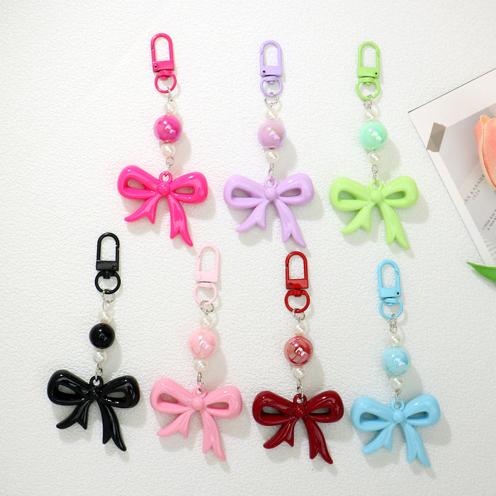 Wholesale Sweet Style Acrylic Bow Bag Charm - Red Decorative Gift Accessory MOQ≥2
