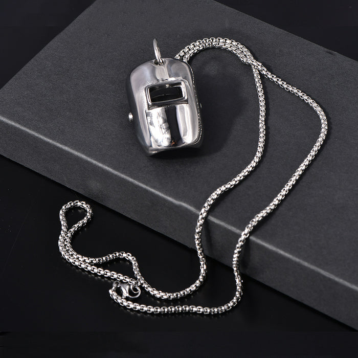 Wholesale Personalized welder mask three-level helmet titanium steel necklace