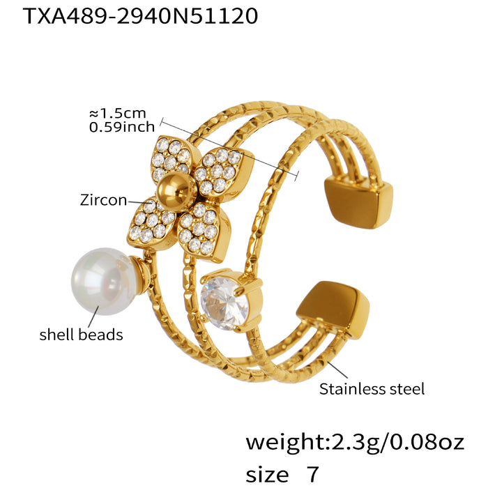 Wholesale 3D Flower Necklace with Opening Titanium Steel Ring