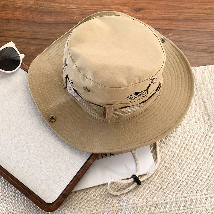 Wholesale Puppy Embroidered Mountaineering Hat Outdoor Camping Sunscreen Fisherman's Hat Travel Western Cowboy Hat