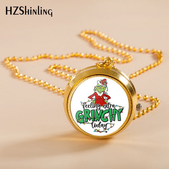 Wholesale Alloy Christmas Monster Grinch Rotating Pocket Watch JDC-PH-XiangL002