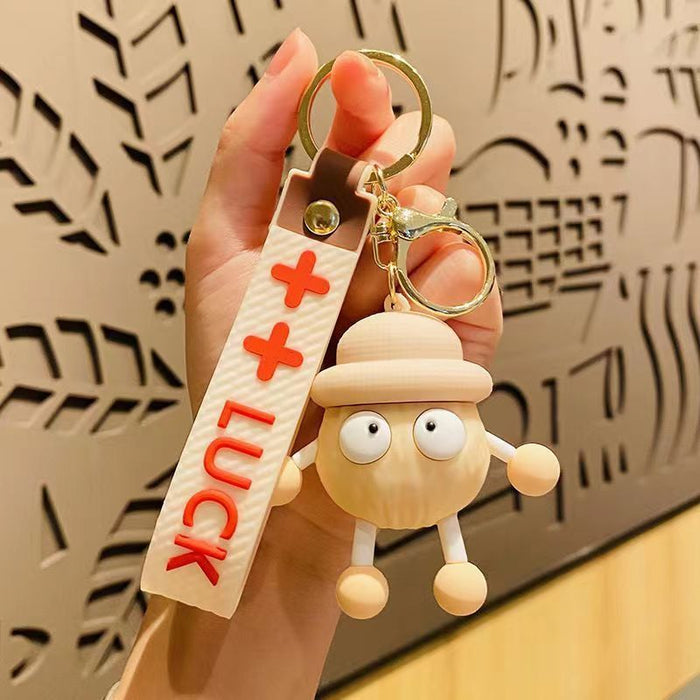 Wholesale Long-Legged Little Coal Ball Keychain Soft Plastic Doll Couple Bag