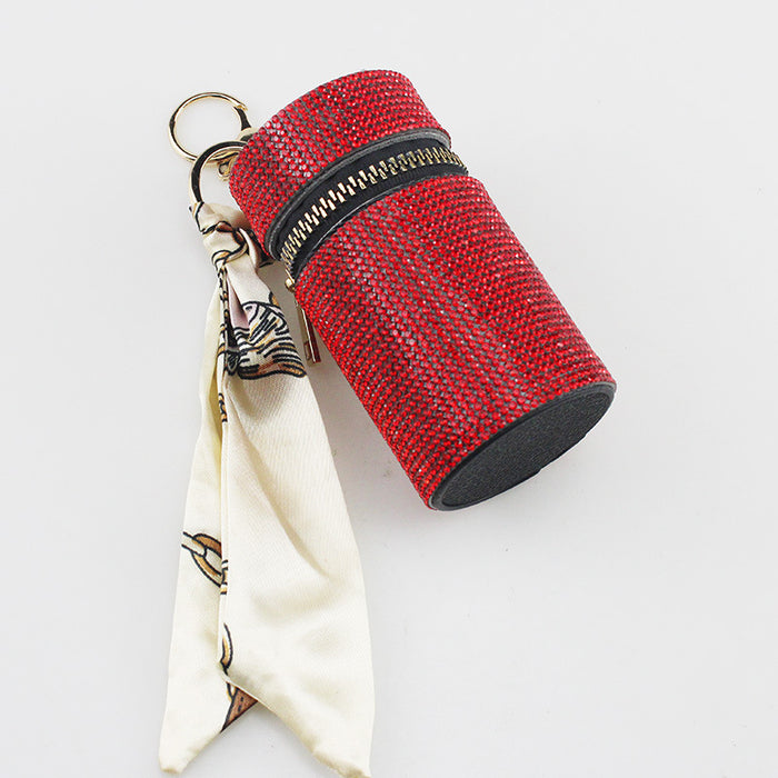 Wholesale Purple Rhinestone Lipstick Perfume Bottle Keychain Bag Charm Everyday Car Key Accessory