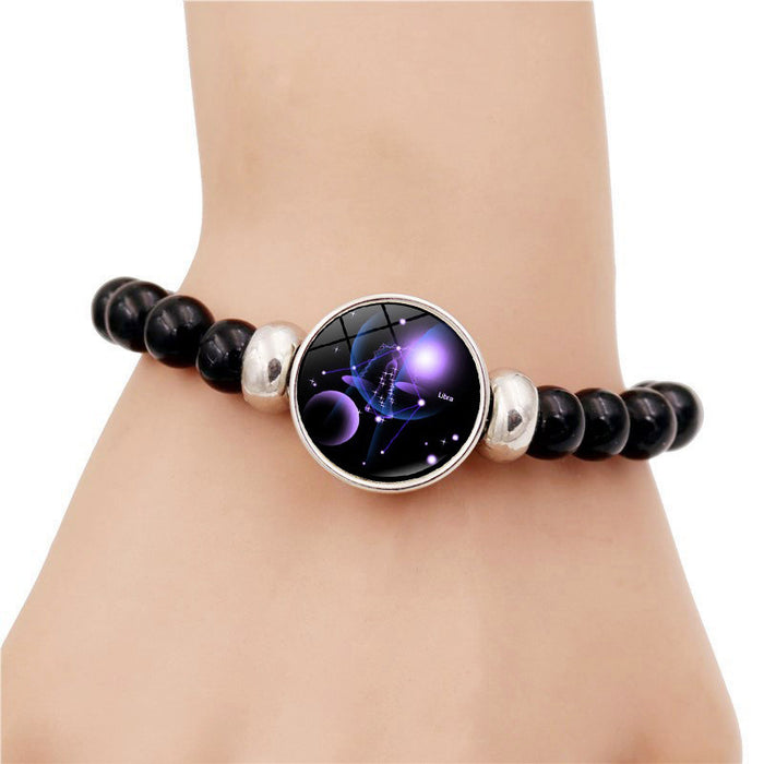 Wholesale Luminous Twelve Constellations Black Handmade Beaded Bracelet