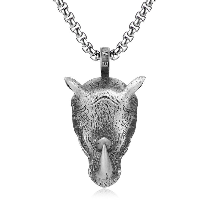 Wholesale Rhino Head Pendant Stainless Men's Necklace JDC-NE-TuoPu005