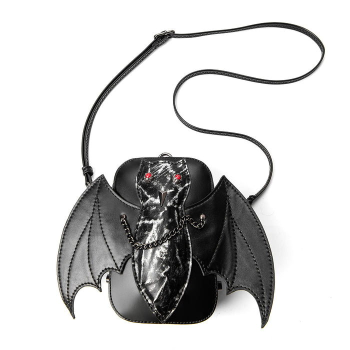 Wholesale Crossbody Bag Women Dark Gothic Bat Flower Design PU Leather Small Square Bag for Everyday Fashion Accessory