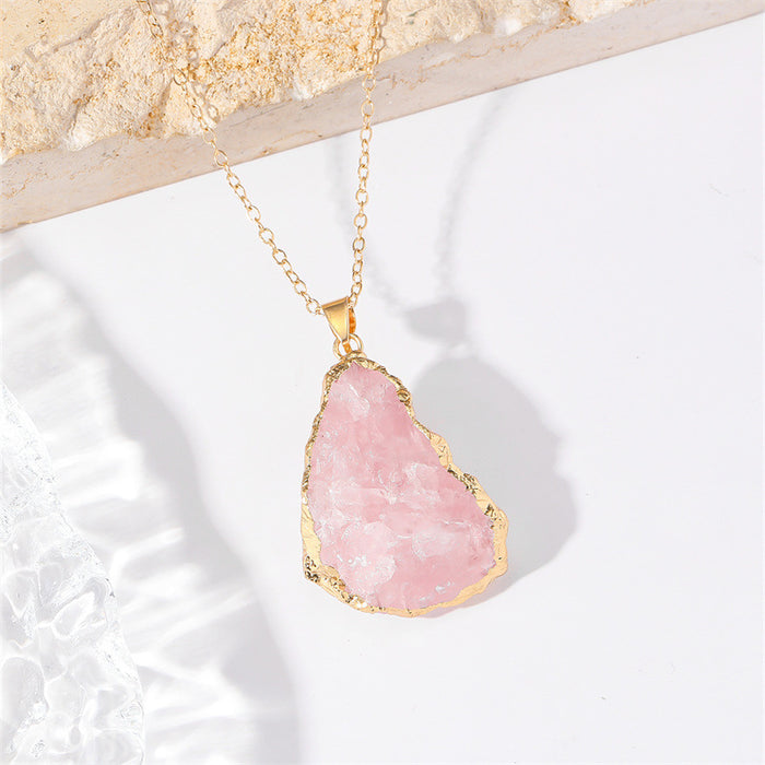 Wholesale Natural Stone Irregular Pendant Necklace Trendy Fashion Accessory Gift MOQ≥2