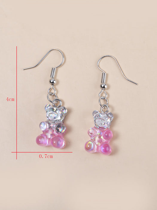 Wholesale Resin Candy Color Cartoon Bear Earrings JDC-ES-JinY002