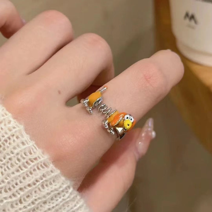 Wholesale Funny and cute spring dog ring, niche design, new versatile open-end ring