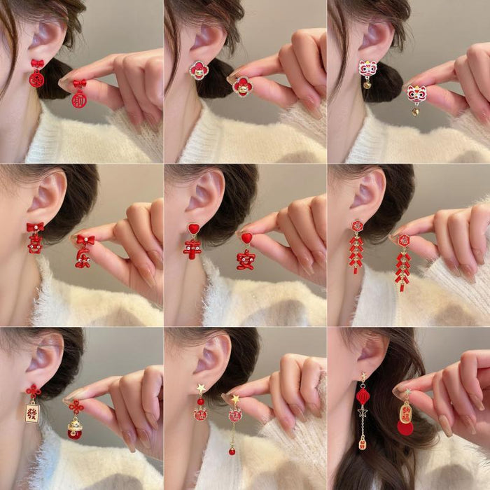 Wholesale   earrings red  tassel earrings S925 earrings