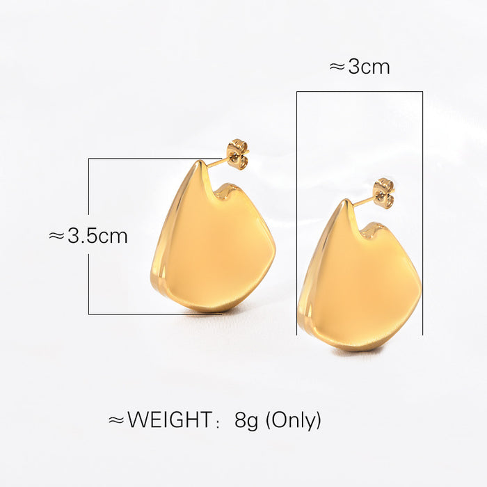 Wholesale  wind hollow earrings vacuum plating 18K polished titanium steel smooth irregular earrings