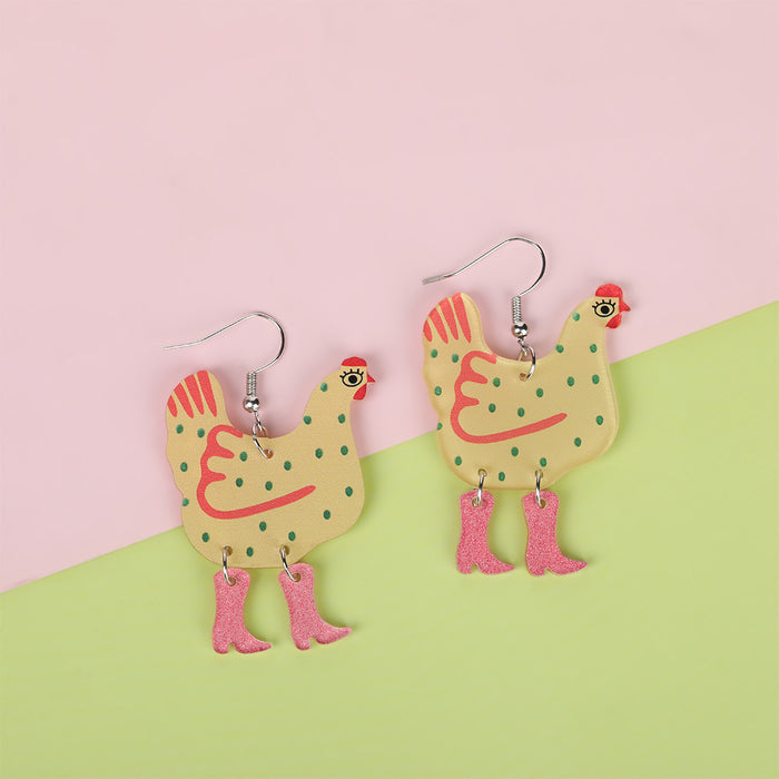 Wholesale Cartoon colorful hen-shaped acrylic earrings