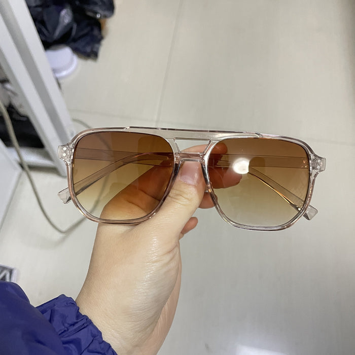 Wholesale New retro double beam sunglasses, fashionable and simple large frame sunglasses, personalized glasses