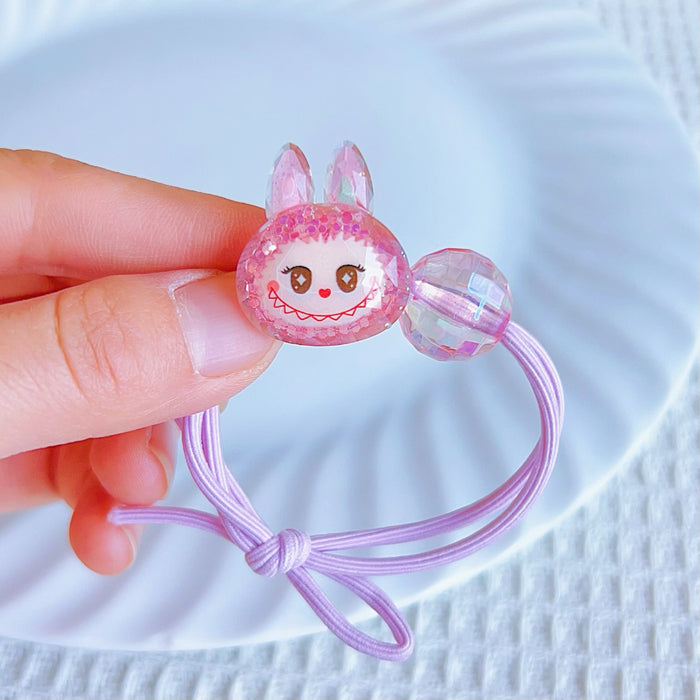 Wholesale 5 pcs Girl' s diamond-faceted cartoon character handmade knotted hair scrunchies