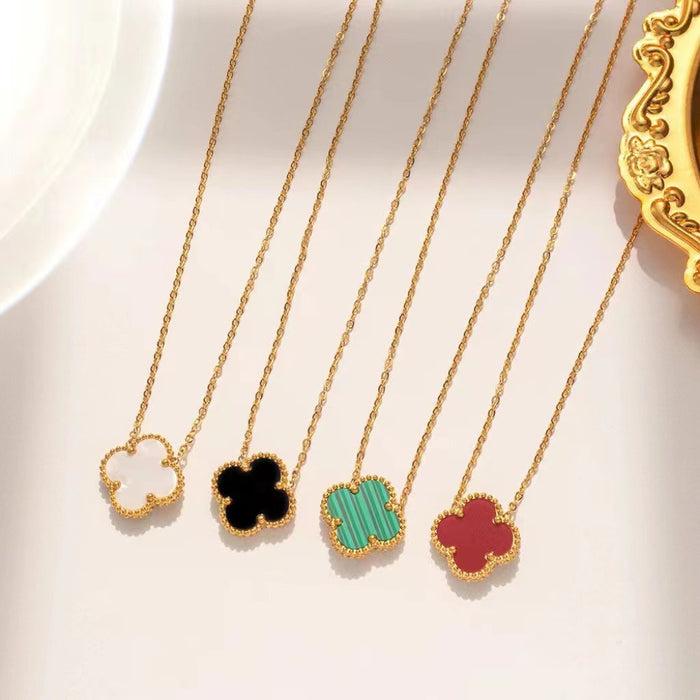 Wholesale titanium steel Gold Clover necklace female chain jewelry Net Red Live supply