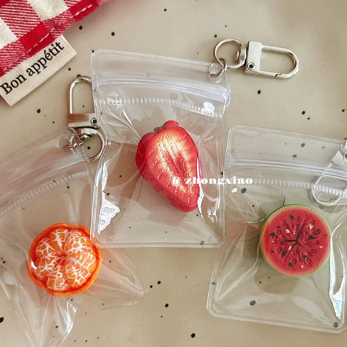 Wholesale Pastoral Resin Half Cut Strawberry Watermelon Orange Keychain Bag Charm Stylish Fashion Accessory
