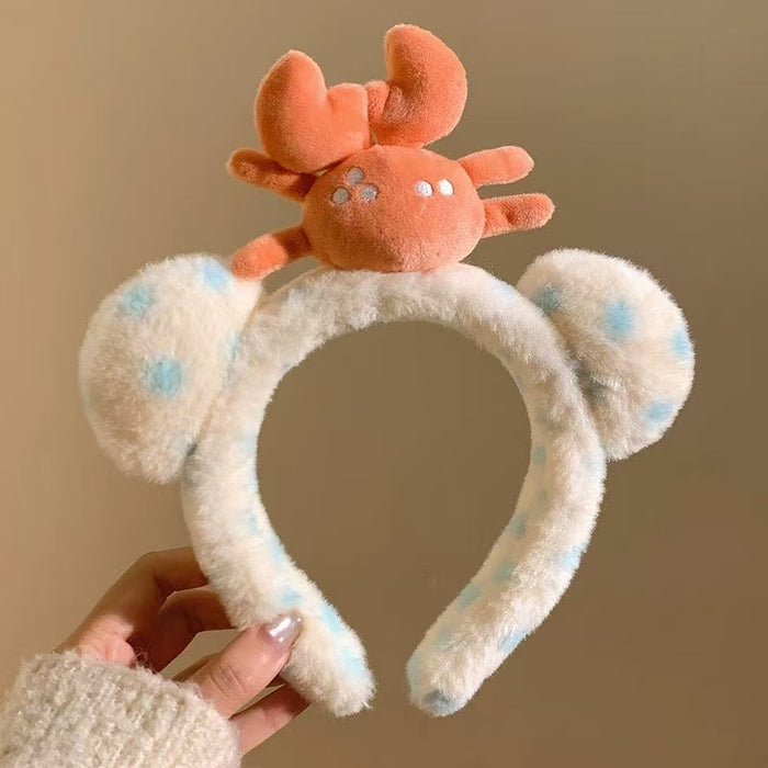 Wholesale Blue polka dot bear ear plush headband