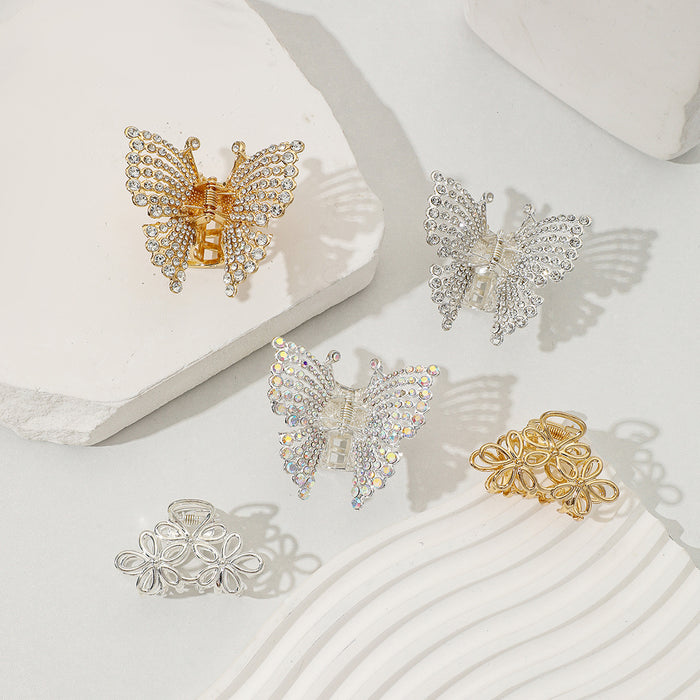 Wholesale Alloy butterfly hair clip, small size, grab clip, feminine temperament, semi tied hair accessory, new style, back of the head grab clip hair accessory