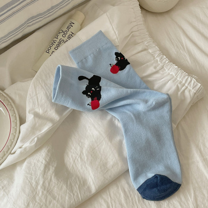 Wholesale Socks with vertical stripes, mid tube socks, cute socks