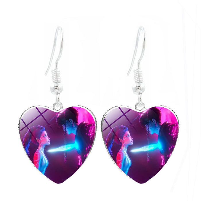Wholesale Kpop Heart-shaped earrings cartoon anime personalized ear hooks and earrings