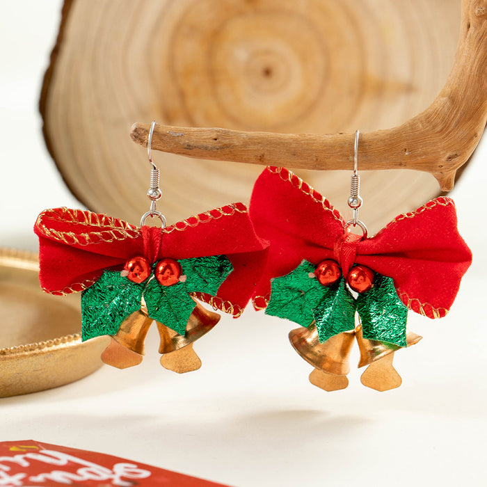 Wholesale Christmas Santa Cartoon Bow Bell Earrings Fashion Jewelry Gift MOQ≥2