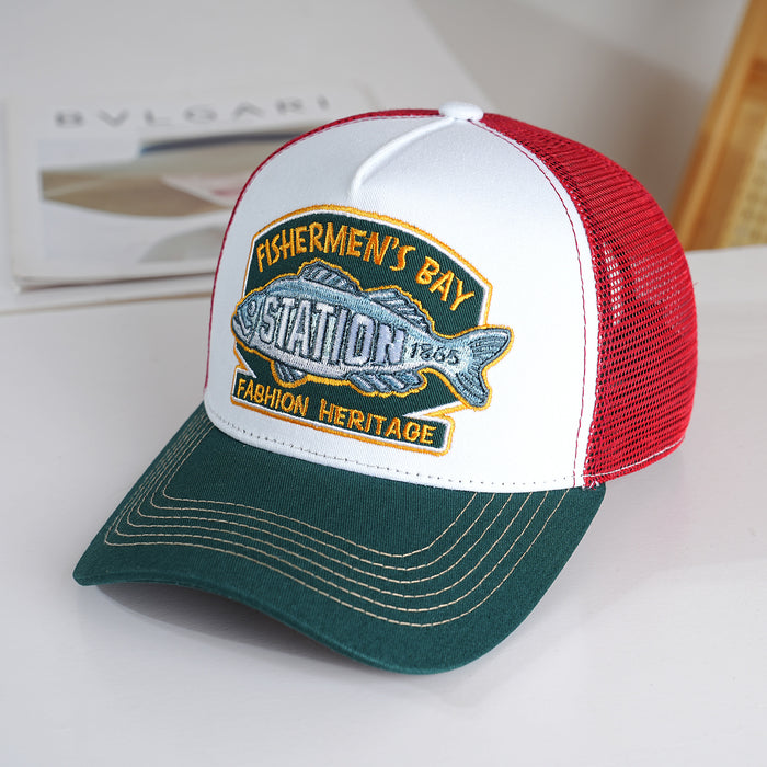 Wholesale 5-Piece Hat Pure Cotton Embroidered Baseball Cap Breathable Fishing Sun Hat Mesh Cap
