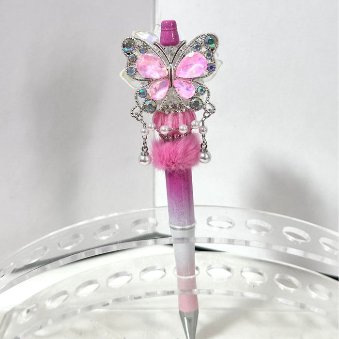 Wholesale Rhinestone Beaded Butterfly Flower Pen Accessory for Everyday Use