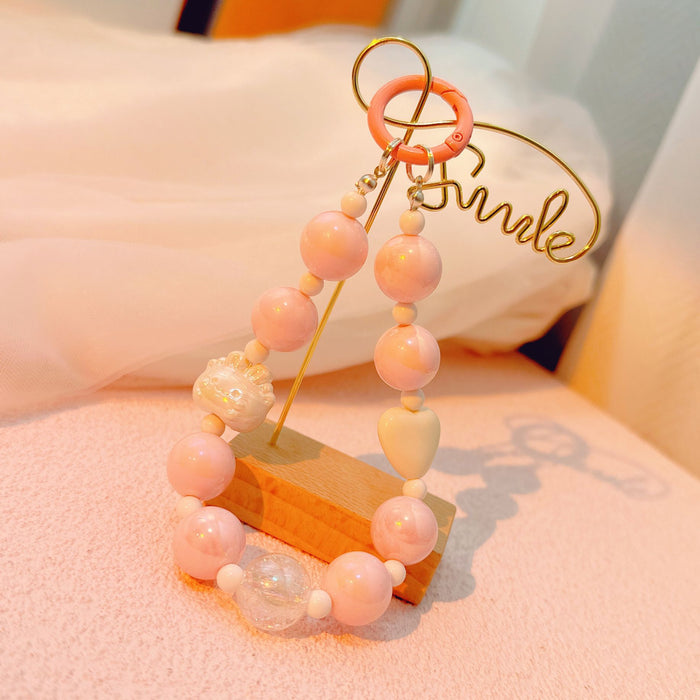 Flower Beaded Mobile Phone Chain Keychain Pendant Bag Decorative Hanging Ornaments