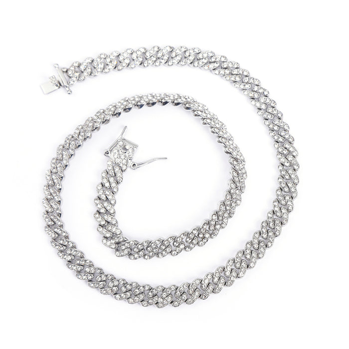 Wholesale 9mm Single Row Diamond Alloy Men's Necklace JDC-NE-QingR013