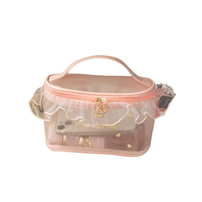 Wholesale 3pcs Ruffled Mesh Cosmetic Makeup Bag