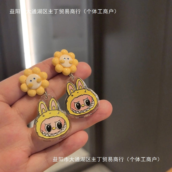 Wholesale Cute original niche cartoon flower silver needle earrings for non-pierced ears ear clip gifts