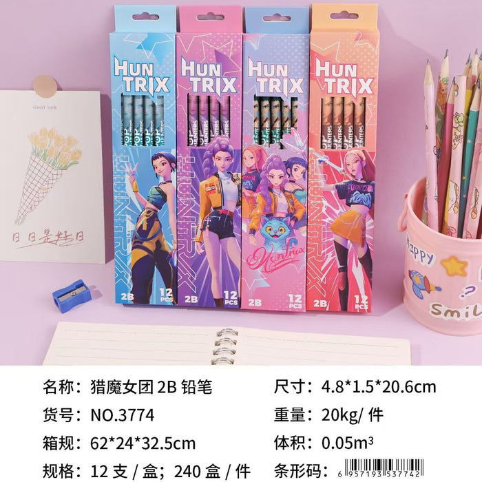 Wholesale Cartoon K-Pop Hunter Girl Group 12 Boxed Pencils