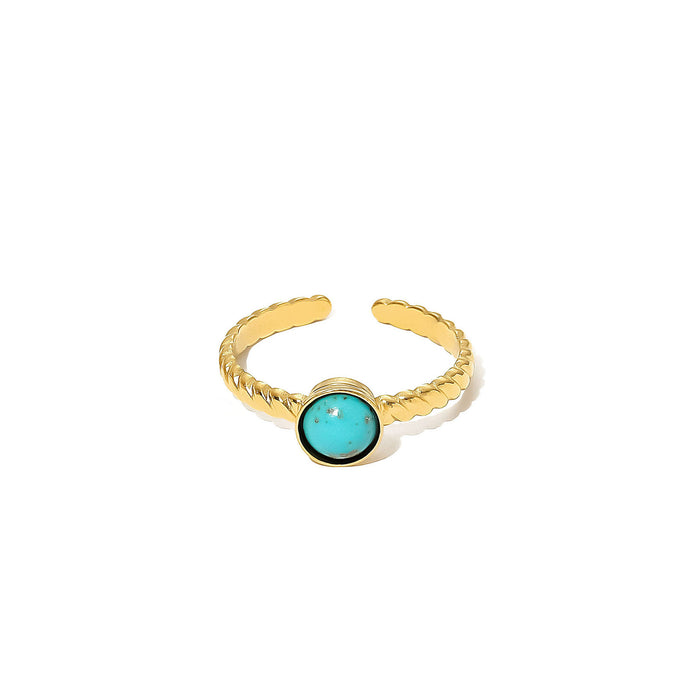 Wholesale Stainless Steel Gold Turquoise Adjustable Rings