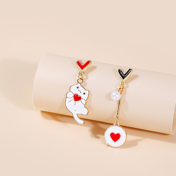 Wholesale  Silver Needle Cartoon Earrings Cute Pearl Cat Rabbit  Long Earrings