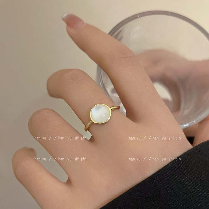 Wholesale Pearl flower open ring female exquisite diamond-embedded geometric ring