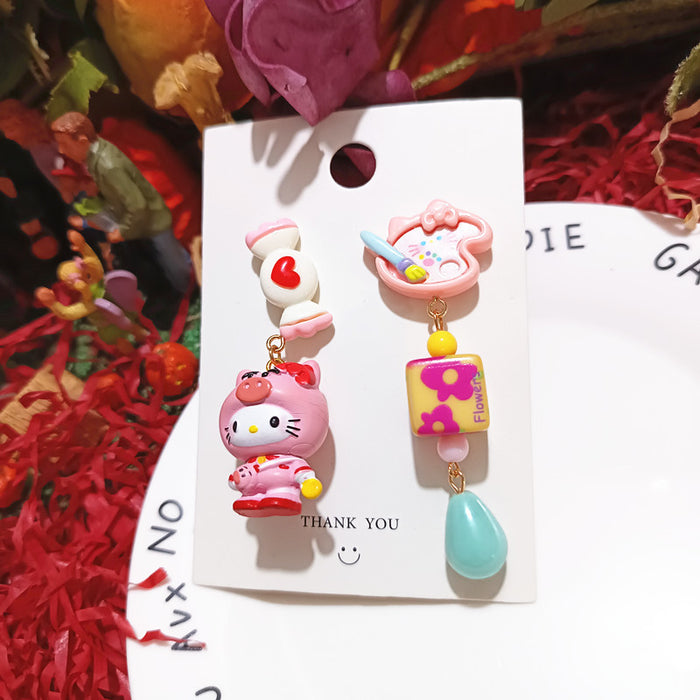 Wholesale cute  cat angel cat funny silver cartoon earrings women' s earrings