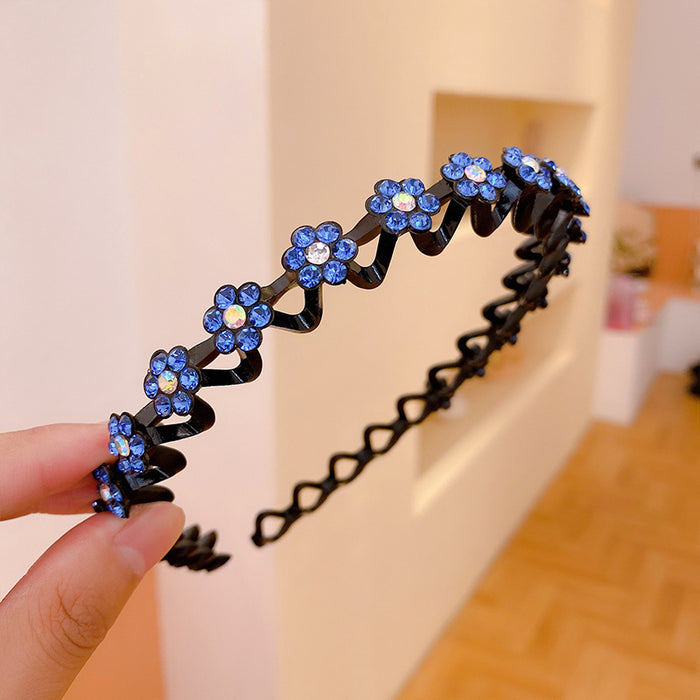 Wholesale Plastic Rhinestone Plum Blossom Wave Hair Hoop JDC-HD-JunJie002