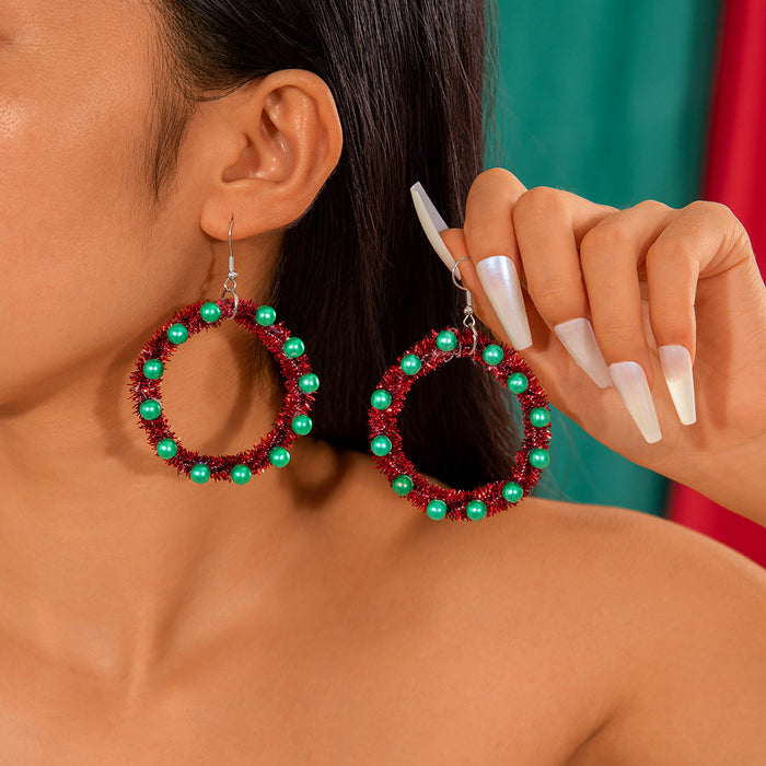 Wholesale Christmas tree bow color wreath earrings personality bell Christmas series earrings women