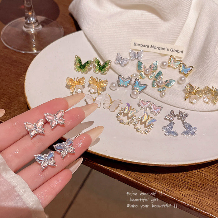 Wholesale Crystal Butterfly Pearl Earrings