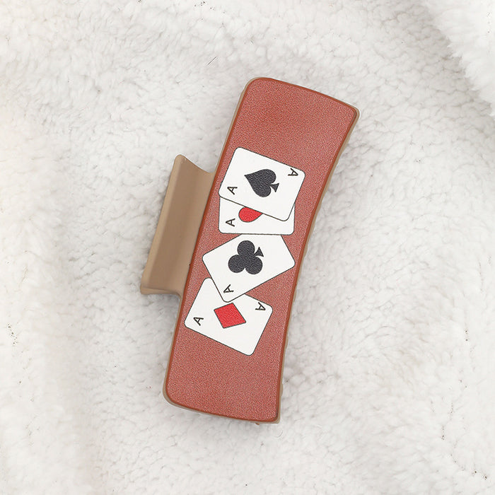 Wholesale Western Denim Style Vintage Poker Hairpin Leather Printed Shark Clip Clip