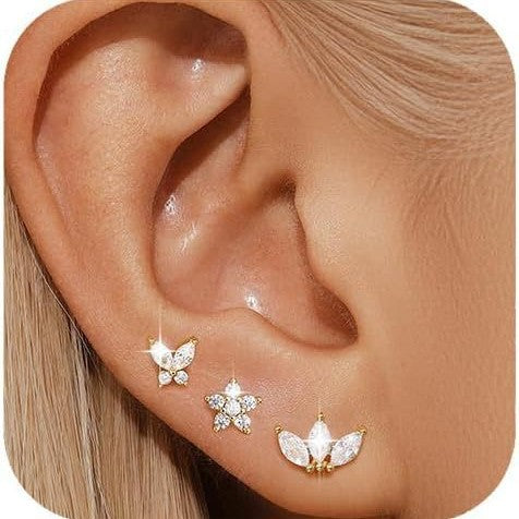 Wholesale Fashionable earrings, earrings, simple and atmospheric zircon earrings set, earrings
