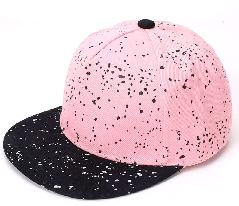 Wholesale Trendy Inkjet Print Kids Flat Brim Baseball Cap Adjustable Black Casual Street Style