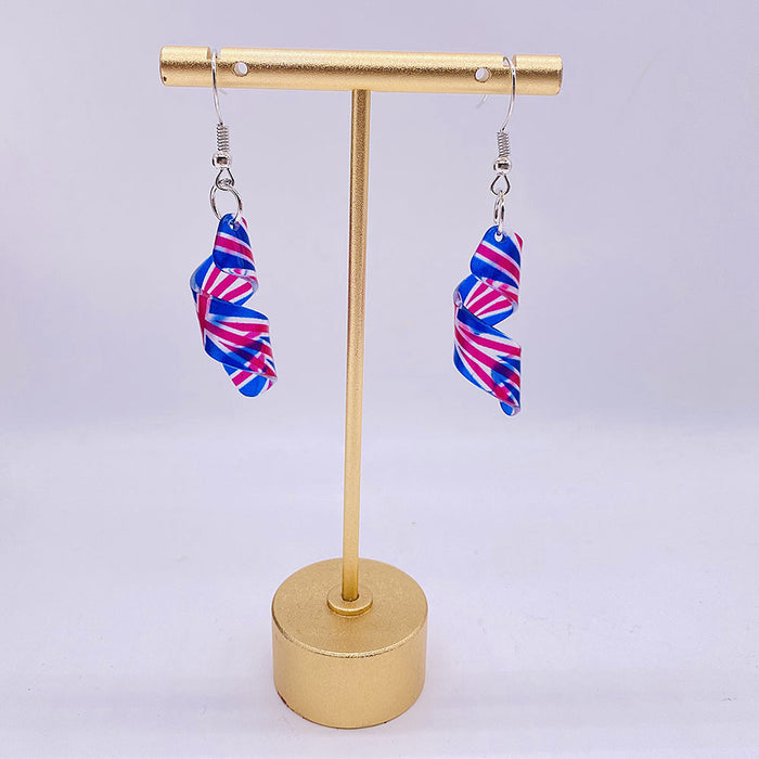 Wholesale Acrylic national flag pattern star element spiral shape necklace and earrings