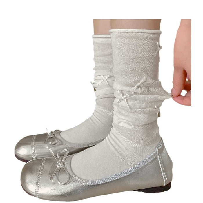 Wholesale Socks, women's pile socks, spring and summer thin style, mid tube cotton socks, gray calf socks