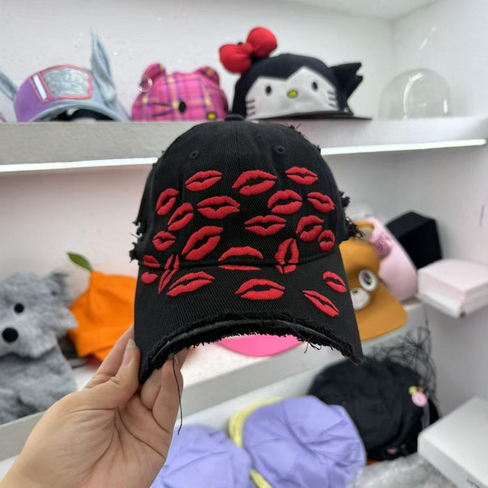 Wholesale Hand drawn horn hole baseball cap, street duck tongue hat